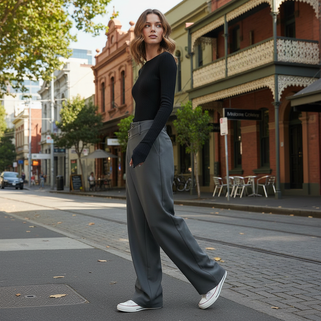 Emma | Women's Baggy Low Rise Jeans with Asymmetrical Waistband