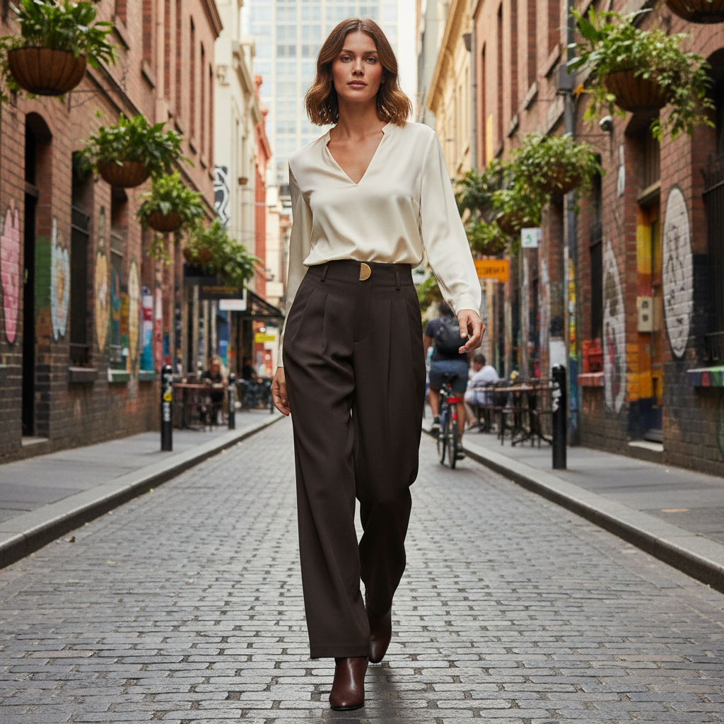 High-Waisted Wide Leg Trousers | Women's Elegant Pants