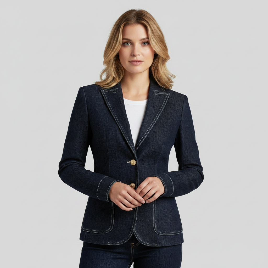 Retro Navy Blue Oversized Denim Jacket | Women's Casual Outerwear