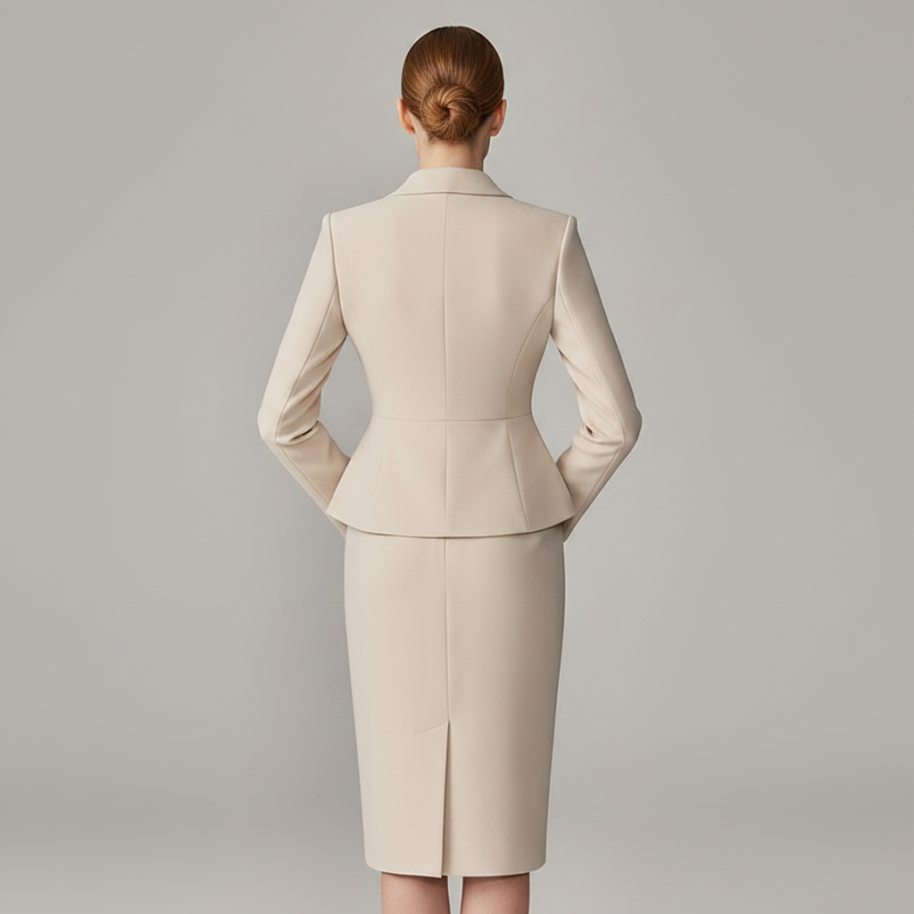 Beige Women's Suit Set | Tailored Blazer and Pencil Skirt