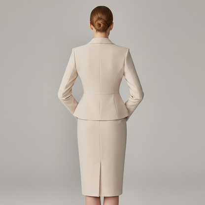Beige Women's Suit Set | Tailored Blazer and Pencil Skirt