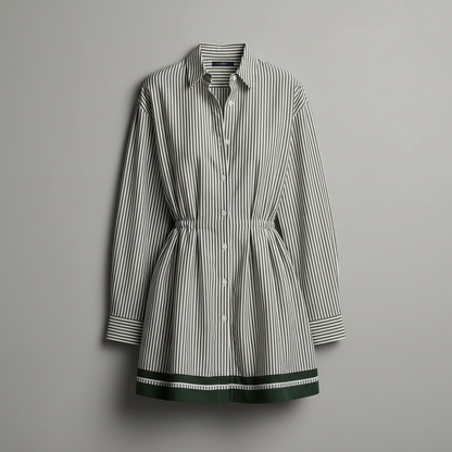 Blue Striped Cotton Mini Dress | Women's Dress