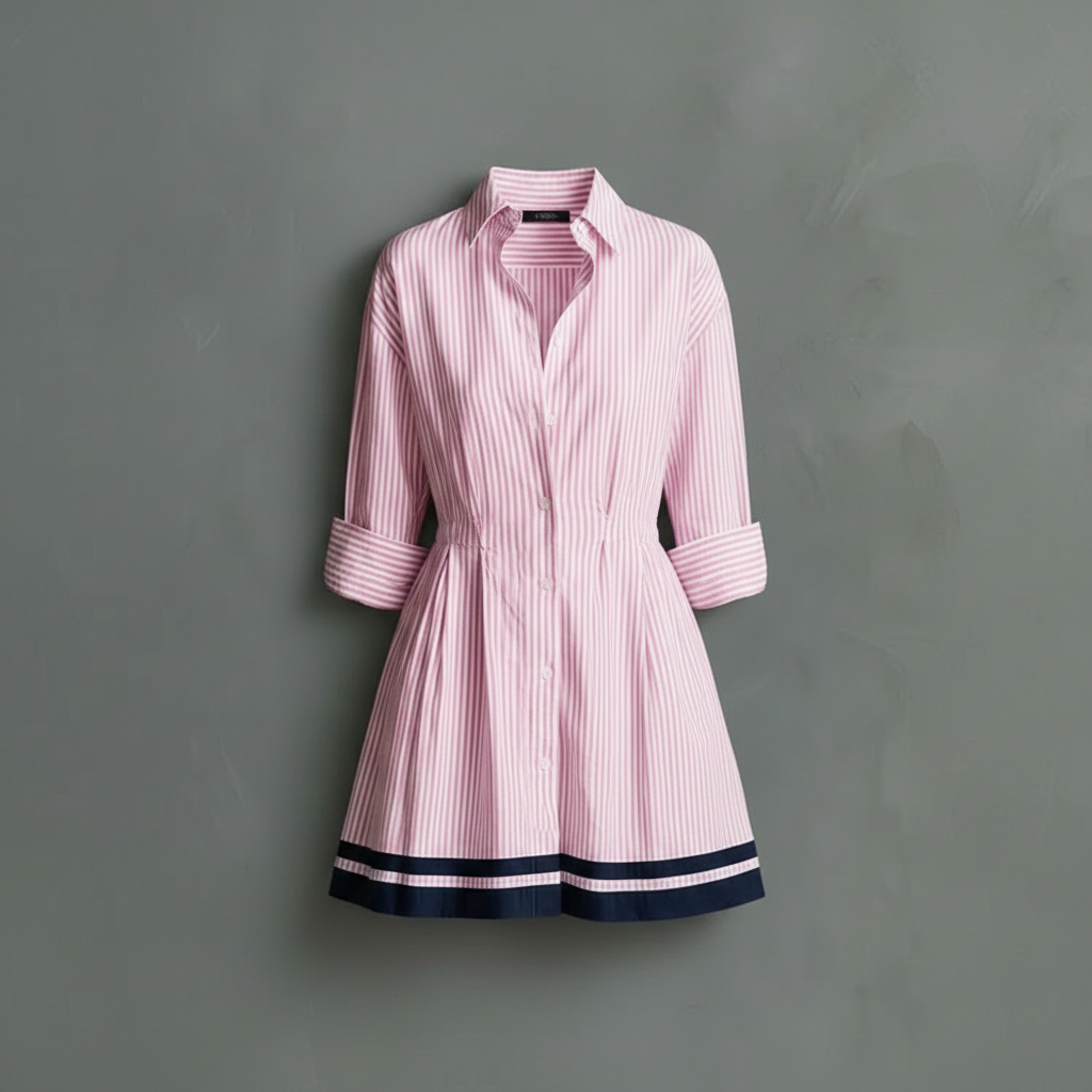 Blue Striped Cotton Mini Dress | Women's Dress