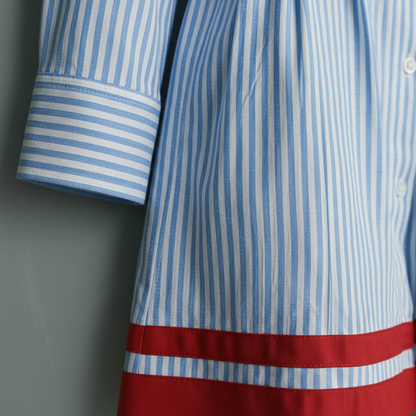 Blue Striped Cotton Mini Dress | Women's Dress
