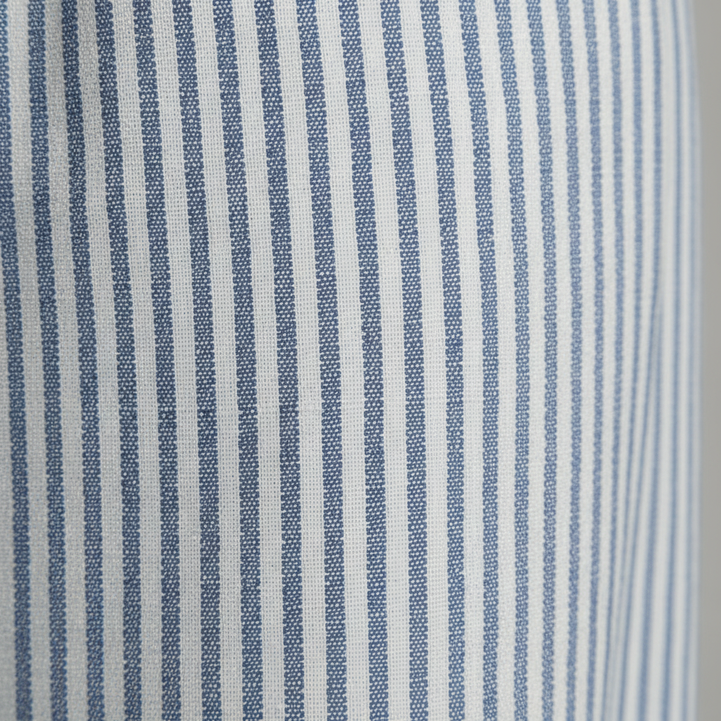 Casual Blue Striped Cotton Blend Pants | Lightweight Trousers