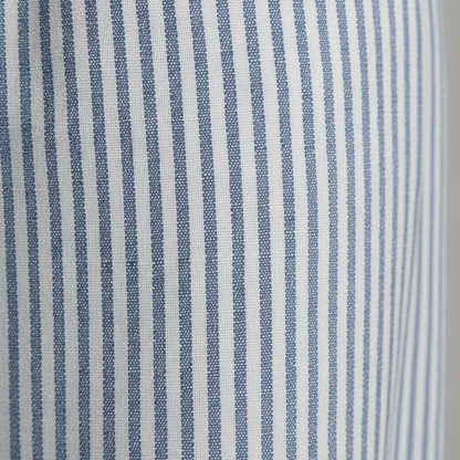 Casual Blue Striped Cotton Blend Pants | Lightweight Trousers