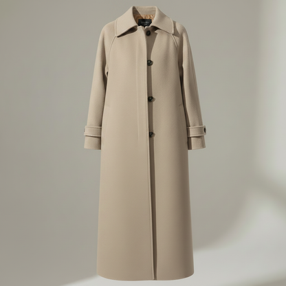 Elegant Long Wool Trench Coat | Women's Winter Outerwear