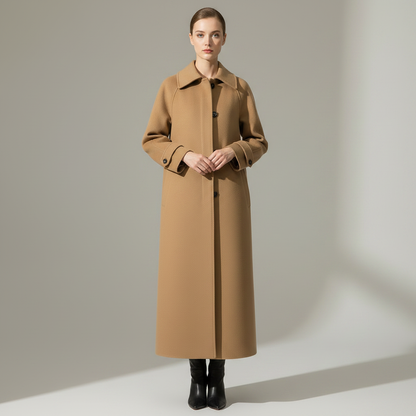 Elegant Long Wool Trench Coat | Women's Winter Outerwear