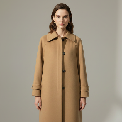 Elegant Long Wool Trench Coat | Women's Winter Outerwear