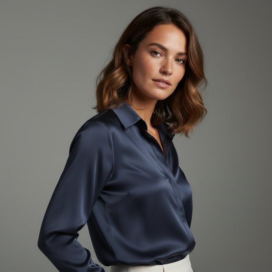 Elegant White Satin Blouse | Plus Size Tops for Women