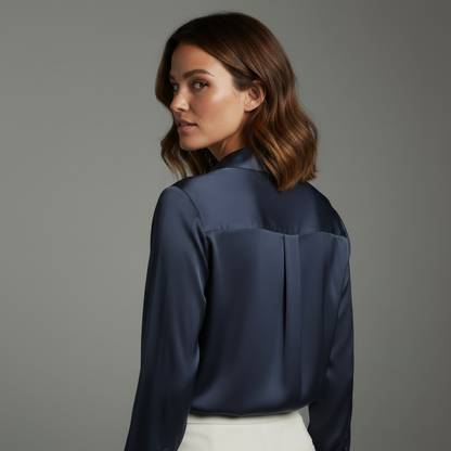 Elegant White Satin Blouse | Plus Size Tops for Women