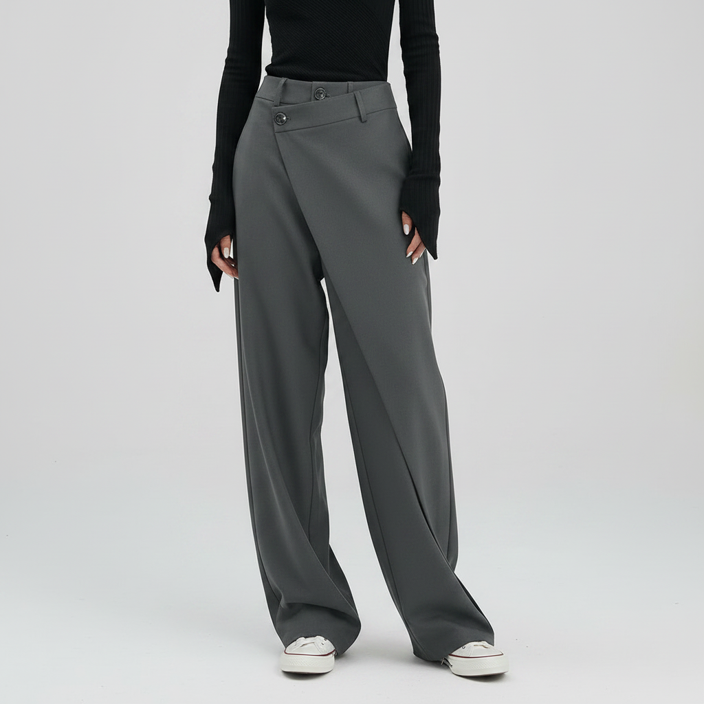Emma | Women's Baggy Low Rise Jeans with Asymmetrical Waistband