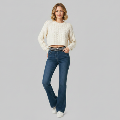 High-Waisted Slim Fit Flared Women's Jeans | Stylish Denim Pants