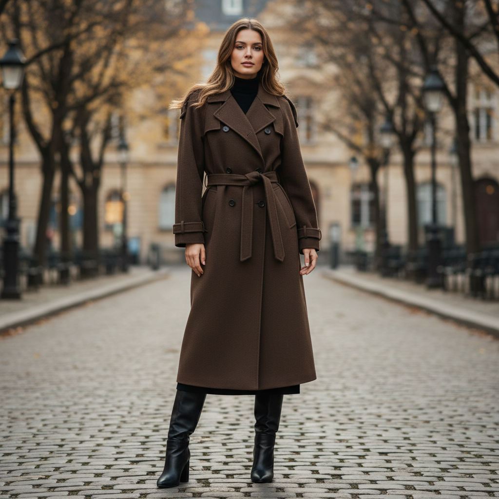 Maxi Wool Coat With Waist Belt | Women's Winter Outerwear