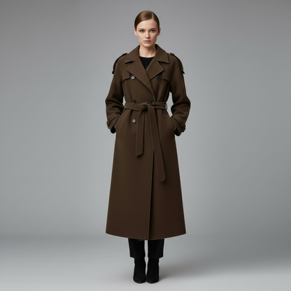 Maxi Wool Coat With Waist Belt | Women's Winter Outerwear