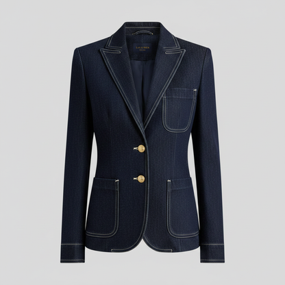 Retro Navy Blue Oversized Denim Jacket | Women's Casual Outerwear