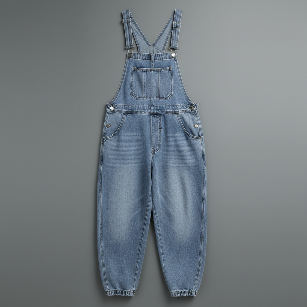 Retro Washed Denim Overalls | Casual Fit with Pockets