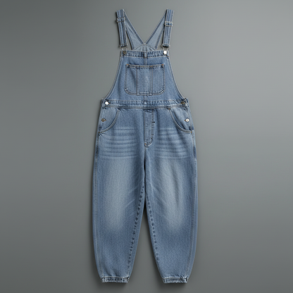 Retro Washed Denim Overalls | Casual Fit with Pockets