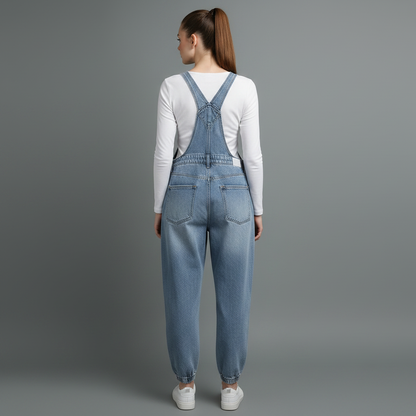 Retro Washed Denim Overalls | Casual Fit with Pockets