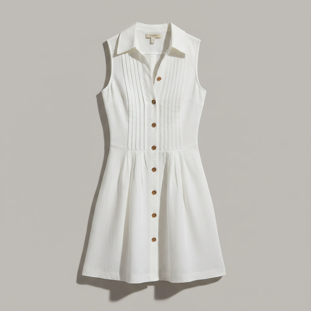 Retro White Sleeveless Mini Dress | Women's Summer Dresses
