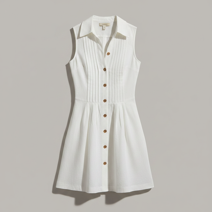 Retro White Sleeveless Mini Dress | Women's Summer Dresses