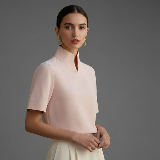 Stand Collar Blouse | Minimalist Structured Women's Top