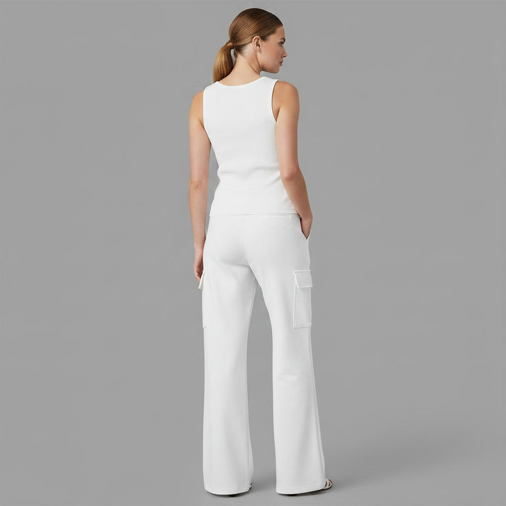 V-Neck Sleeveless Top & Multi-Pocket Cargo Pants Set | Women's Casual Outfit