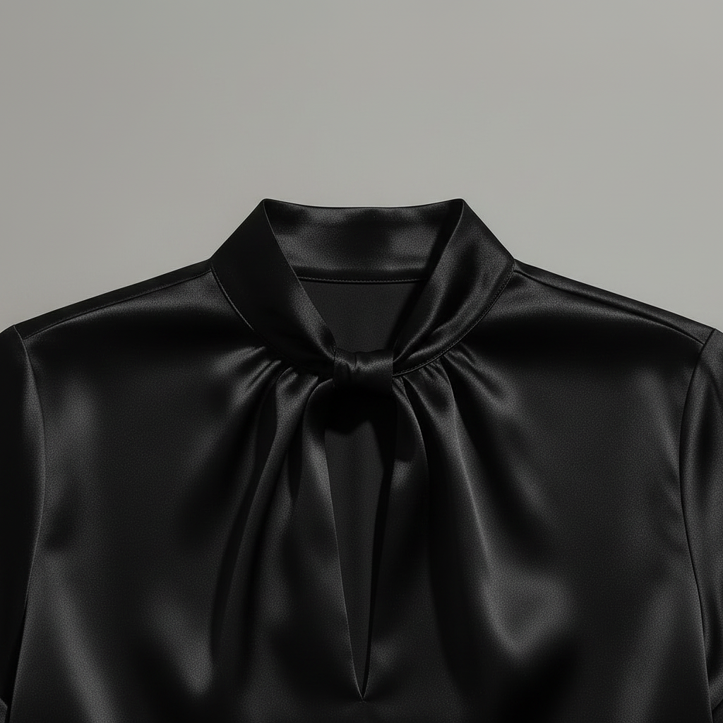 White Satin Blouse with Keyhole Neckline | Blouses for Women