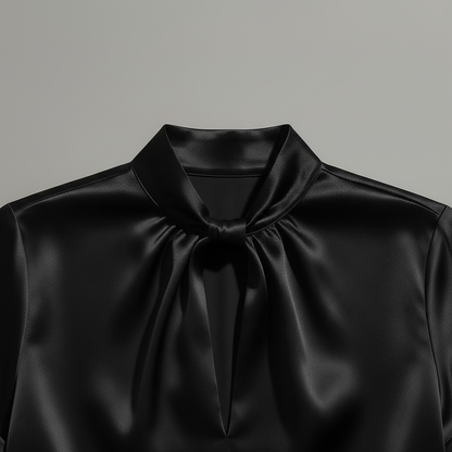 White Satin Blouse with Keyhole Neckline | Blouses for Women