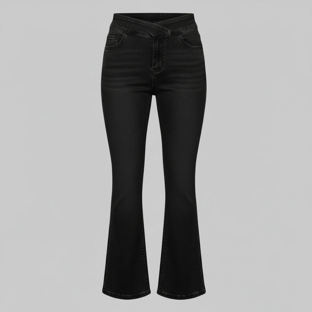 High Waist Flare Jeans | Women's Black Stretch Denim