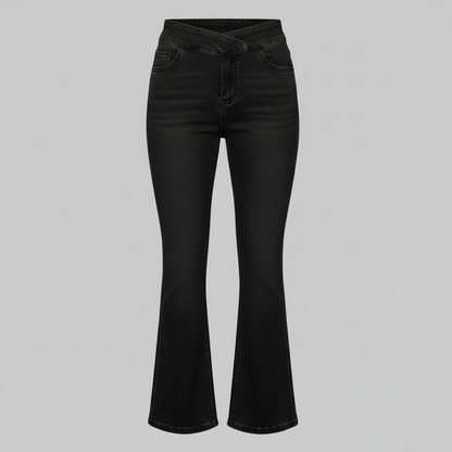 High Waist Flare Jeans | Women's Black Stretch Denim