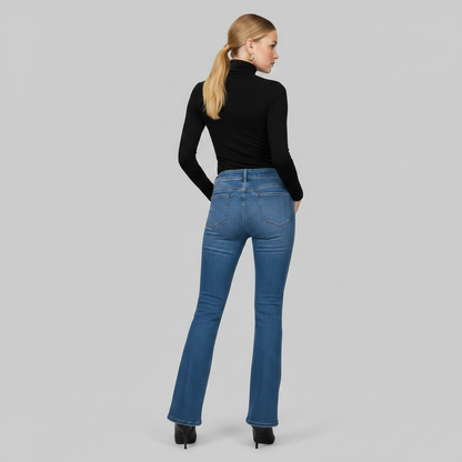 High Waist Flare Jeans | Women's Black Stretch Denim
