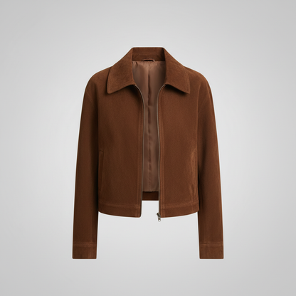 Women's Suede Zipper Pocket Short Jacket | Women's Jacket